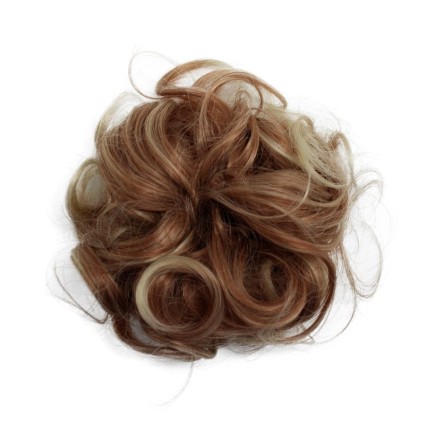 Messy Bun hair elastics with curly artificial hair - Blond / copper mix