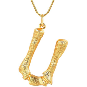 Gold Bamboo Alphabet / Letter Necklace - U