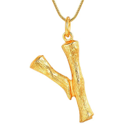 Gold Bamboo Alphabet / letter necklace - Y
