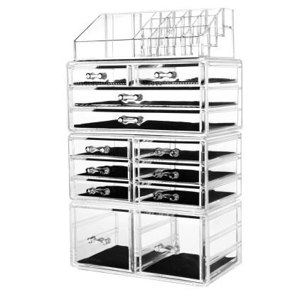 UNIQ  XXL Organizer with 12 drawers and 16 compartments - Transparent