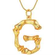 Gold Bamboo Alphabet / letter necklace - G