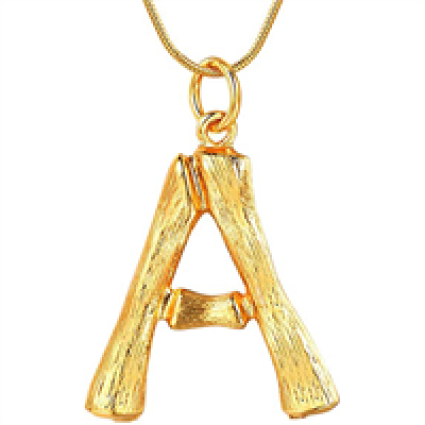 Gold Bamboo Alphabet / letter necklace - A