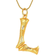 Gold Bamboo Alphabet / Letter Necklace - L