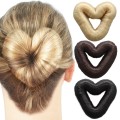 5 cm Love Heart Hair Donut witth fake hair - Black