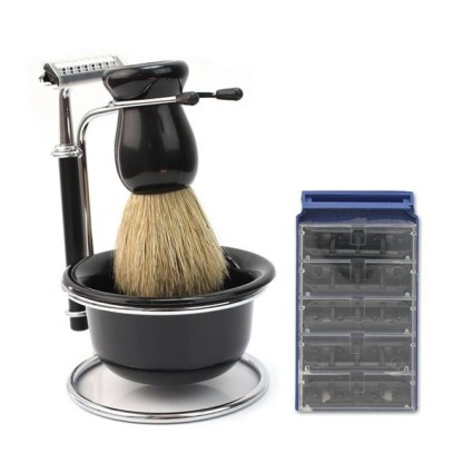 Shaving set for men with Shaver, Brush, Foam and Holder