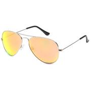 Lux Aviator Pilot Sunglasses - Yellow Mirrored Glass, Silver Frame