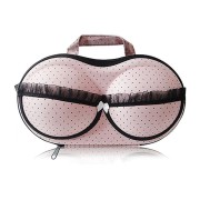 Bra bag for carrying - Pink and black polka dots