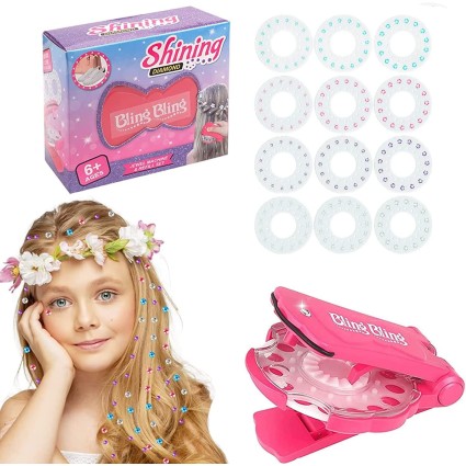 FashionGirl | Bling Bling Hair Bedazzler Kit with 180 rhinestone / diamonds  + diamond hair machine - for kids