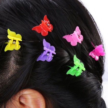 Mini butterfly hair clips, 50 pcs - Butterfly Hair Clips - Multiple colors