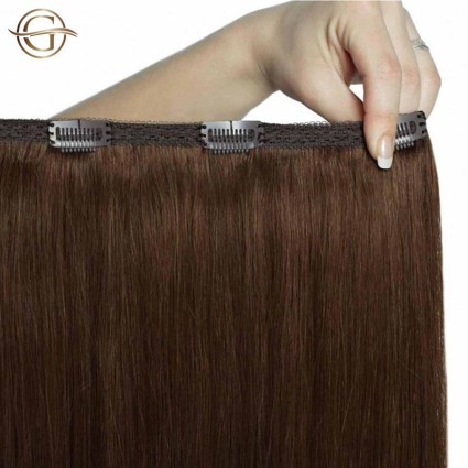 Clip on hair extensions #4 Chocolate Brown - 7 pieces - 50 cm | Gold24