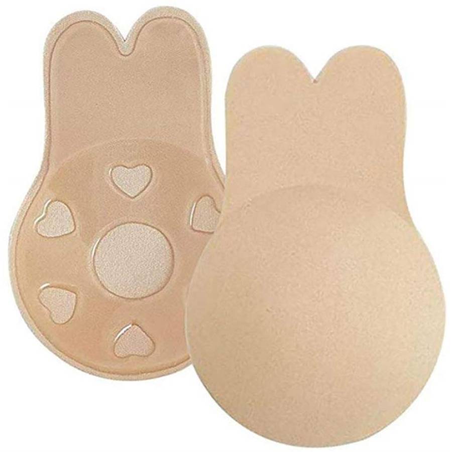 1pair Rabbit Ear Shaped Adhesive Bra In Nude Color