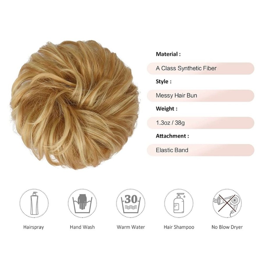 Messy Bun hair elastics with curly artificial hair 27H613