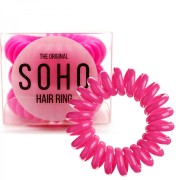 SOHO Spiral Hair Ring Elastics, Neon Pink - 3 pcs