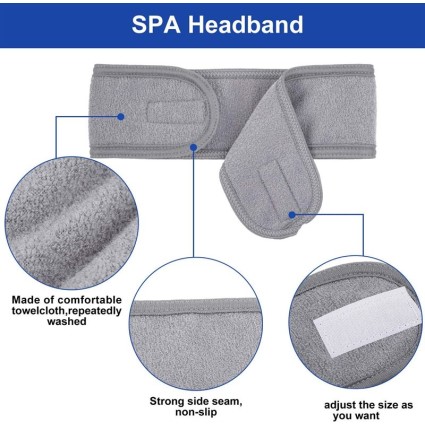 Spa Hair bands with Velcro fasteners, gray
