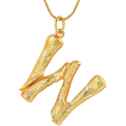 Gold Bamboo Alphabet / letter necklace - W