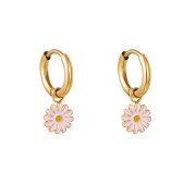 Soho Daisy Creoler / Hoop Earrings - Gold / Pink