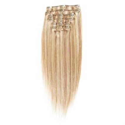 Clip on hair Extensions 50 cm Light Blonde mix #27/613