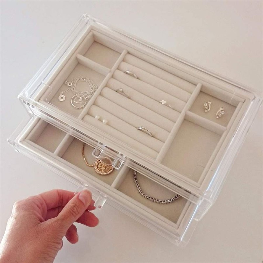 Clear Acrylic Jewelry Box with Drawers and Earring UK